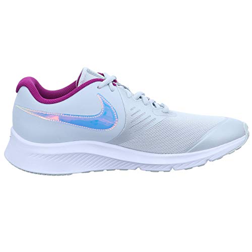 Nike Stroke Running Shoe, Pure Platinum Multi Color Barely Volt Red Plum White, 4 US Unisex Big Kid