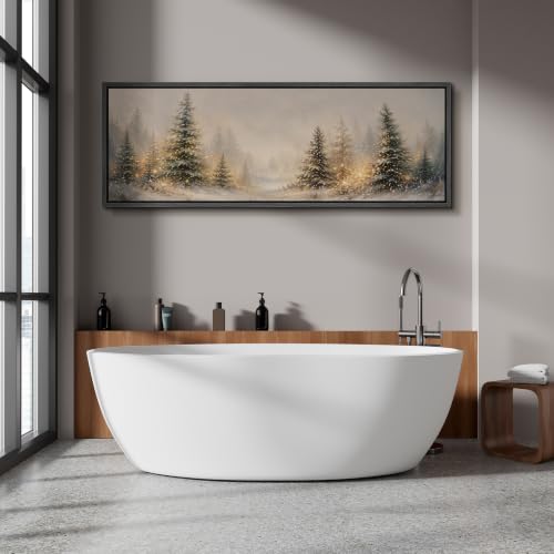 Image of MUDECOR Large Framed Canvas Print Wall Art Snowy Pine Art for Living Room