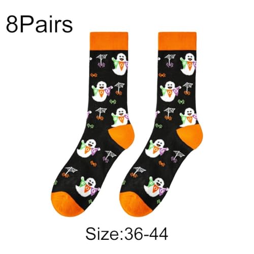 Calcetines de Halloween divertidos con estampado de murciélagos y telarañas unisex de algodón 6