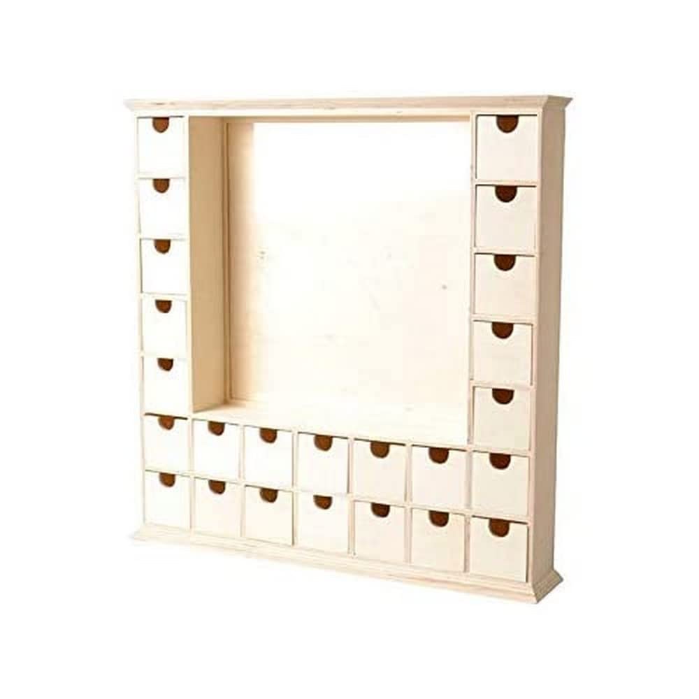 Artemio 14002558 Adventskalender aus Holz, quadratisch, mit Schachteln, 44 x 44 x 7 cm