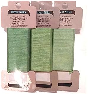 River Silks 4mm Ribbon 3-Color Bundle, 5.5 Yards Each (Mossy Greens)