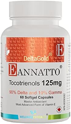 E Annatto Tocotrienols Deltagold 125mg, Vitamin E Tocotrienols Supplements 60 Softgel, Tocopherol Free, Supports Immune Health & Antioxidant Health (90% Delta & 10% Gamma) (Pack of 1)