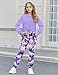 NECIOUS Girls Fall Outfits 5t Girls Clothes Size 6 Kids Fashion Twist Front Purple Sweatshirt Camo Pants 2 Piece Fall Winter Clothing Sets