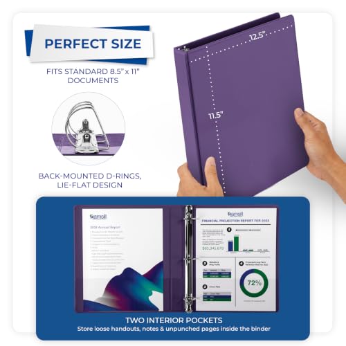 Image of Samsill Durable 1 inch 3 Ring Binder, D Ring Binder, 100% Recycled Chipboard, Purple, 12 Pack