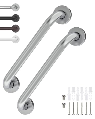 2 Pack 12 Inch Grab Bars for Wall Brushed Nickel, Safety Shower Grab Bars for Seniors Elderly Handicapped, Handicap Grab Bars for Shower with Concealed Screws, Tesuchan