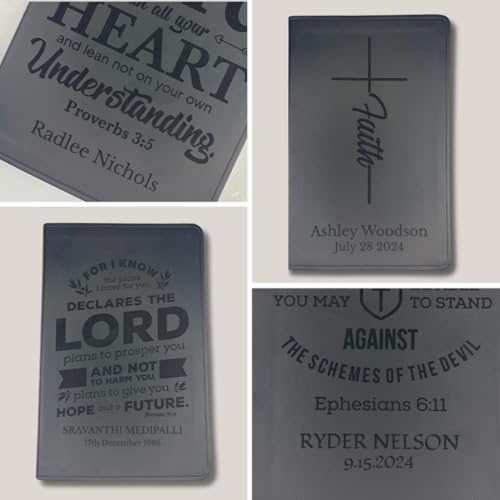 Image of Personalized ESV Thinline Bible Large Print English Standard Version Faux Leather Holy Bible ESV with Custom Name, Date and Text | Custom Gift for Christian & Religious Celebrations | Black
