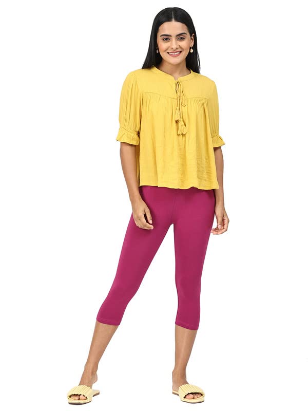 Image of Robinbosky Premium Stretchable Cotton Capri Legging for Women | Suitable for Formal wear & Casual wear | High-End Elastic Makes. The Leggings Squat Proof and Durable for Travel, Yoga, & Workout.