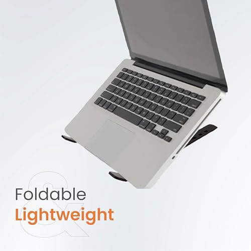 Image of JUST CORSECA Solitude X12 Ergonomic Laptop Stand | Foldable & Portable Design | Promotes Better Posture | Compatible with All Laptops | with Fabric Pouch | Tabletop Riser Fits Upto 17 Inch (Sliver)