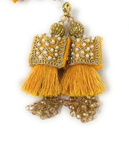 Image of Set of 2 Blouse Latkan Yellow Colour, 13 cm Long, 15610