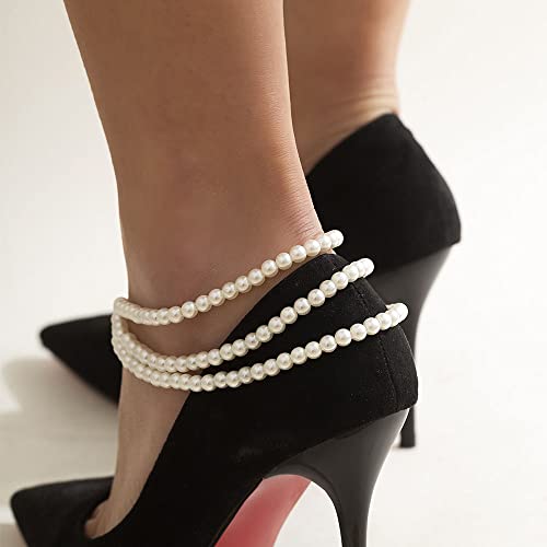 Rgwtgkyh Layered Pearl Anklet Summer Fashionable Beach Ankle Bracelets Foot Jewelry Gifts For Women Girls #TOP2
