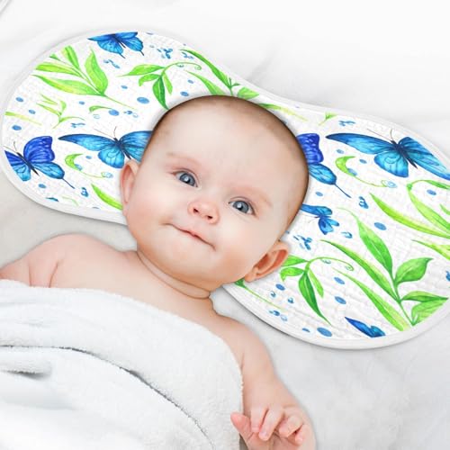 Kigai Blue Butterflies Burp Cloths for Baby 4-Layer Cotton Muslin Burping Cloths 22x11 inch Super Soft & Absorbent Spit Up Burp Rags for Newborn Boys Girls 2 Pack4