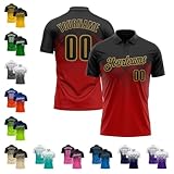 Custom Men Women Youth Golf Bowling Dart Billiard Polo Shirt, Design Two Button Short Sleeve Table Tennis Jersey T-Shirt, Personalized Black Red Gradient Team Uniform Top for Sports Work Business Wear