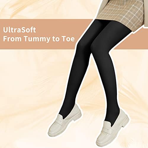 WLLHYF Fleece Lined TightsWomen Leggings Thermal Pantyhose Warm Winter Tights High Waist Opaque Thermal Tights Soft FleeceSkin Color,Black