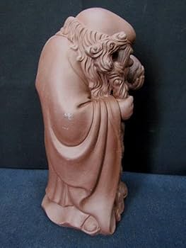 【⭐️稀少❣️美品⭐️】水牛彫刻　角製寿老人像　角製壽老翁人物　中國美術　東洋彫刻 Amazon.co.jp: 中国美術 桃と杖を持つ寿老人 立像 朱泥 紫泥