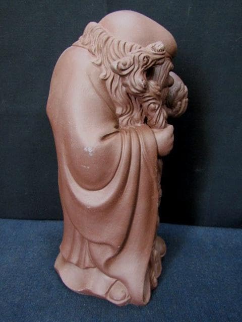 Amazon.co.jp: 中国美術 桃と杖を持つ寿老人 立像 朱泥 紫泥