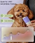 4 in 1 Rechargeable Dog Clippers Grooming Kit with 2 Speeds and Low Noise | Quiet Cordless Dog Hair Trimmer for Paw Nail Grinder, Cat Grooming Clippers for Trimming Hair on Paw Eye Ear Face (Purple)