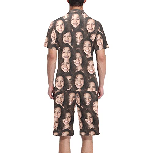 M YESCUSTOM Personalized Couples Matching Pajamas Sets for Women Men, His and Hers Custom Face Short Pj Sleepwear Set, S-5XL2