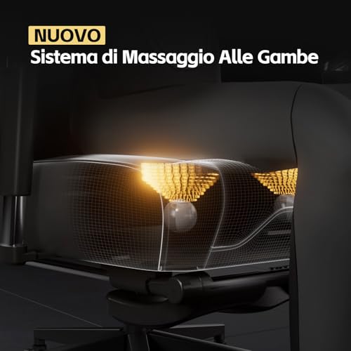 M6 Ultra 2.0 Sedia Gaming Ergonomica | Sedia da Gioco con Funzione Massaggio, Braccioli Meccanici a 720°, Supporto Lombare Adattivo, Cuscino Poggiatesta Regolabile | Con Poggiapiedi in Pelle - Sedia gaming - Immagine 3