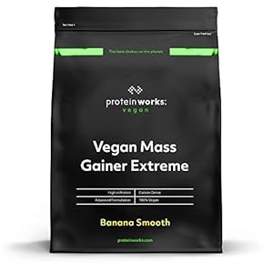 Protein Works – Vegan Mass Gainer Extreme | High Calorie Protein Powder | Weight Gainer | Vitamins & Minerals | 5 Shakes | Banana Smooth | 1kg