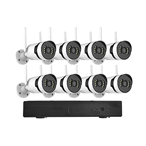 AKAVIG Kit de cámara de Seguridad inalámbrica para el hogar de 8 Canales, Sistema de cámaras HD de 5MP con Audio bidireccional, visión Nocturna en Color, Kit NVR de vigilancia WiFi con 8 cámaras