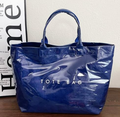 Image of Large Tote Bags for Women PVC Clear Totes Bag Plastic Carry All Bag Kraft Paper Shoulder Handbag Hobo for Work Travel