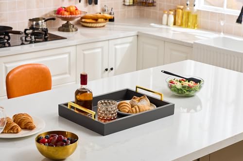 16"x12" Serving Trays with Handles, Grey Decorative Serving Tray, Ottoman Trays, Living Room, Bathroom, and Outdoors Decorative Trays (Charcoal) - Image 4