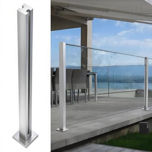 Balustrade escalier extérieur avec poteau carré en verre inox pour sécuriser vos terrasses