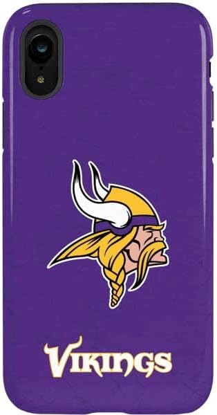 Skinit Pro Phone Case Compatible with iPhone XR - Officially Licensed NFL Minnesota Vikings Black & White Design