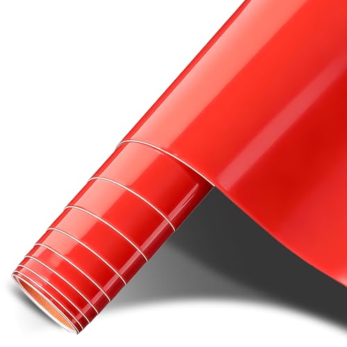 Image of 1ft x 5ft Gloss Red Car Vinyl Wrap, Car Wrap Vinyl Roll for Cars Body Protection, Scratch Resistance with Air Release Technology (Gloss Red)