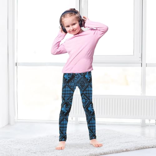 KLL Buffalo Plaid Blue Black Toddler Girl Legging Stretchy Full Length Dance Pants Running4