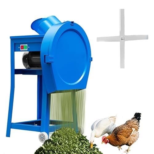 Image of Animal Feed Mill, Grass Crusher Cutting Chopper, 4000RPM Heavy-duty Grinder, Adjustable Thickness, 500kg/hour, For Slice, Chop(A)