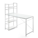 サンワダイレクト パソコンデスク 収納ラック付 幅120cm 木製 左右入れ替え対応 PCデスク ホワイト 100-DESKH022W サンワダイレクト パソコンデスク 収納ラック付 幅120cm 木製 左右入れ替え対応 PCデスク ホワイト 100-DESKH022W