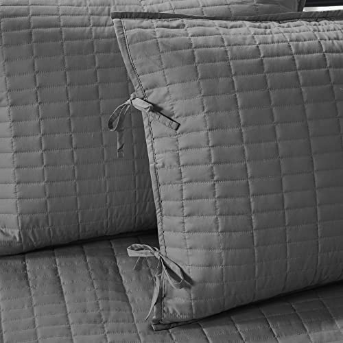 Comfort Spaces Daybed Cover- Luxe Double Sided -Quilting, All Season Cozy Bedding with Bedskirt, Matching Shams, 75'x39' Charcoal Grey 5 Piece