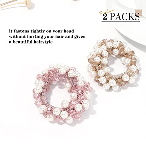 Bracelet Hair Ties For Women,Hair Ties For Women,Pearl Hair Ties Elastic Hair Scrunchies Stretchy Hair Bands Bead Hair Ropes Hair Accessories For Women And Girls (3 Pack) #TOP2