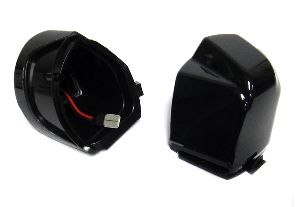 RZG 2x Seitenspiegelblinker mit schwarz-rauchfarbener Linse und bernsteinfarbener LED-Marker-Repeaterleuchte für Transit Custom Tourneo Custom 2012-2023