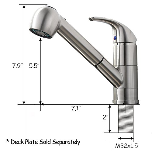 Comllen Commercial Brushed Nickel Stainless Steel Small Single Handle Rv Pull Out Kitchen Sink Faucet, Single Lever Pull Down Prep Kitchen Faucets With Sprayer Bar Facuet #TOP6