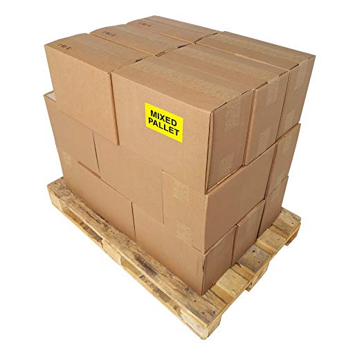 Aviditi 3" x 5","Mixed Pallet" Fluorescent Yellow Warning Sticker, for Shipping, Handling, Packing, and Moving (1 Roll of 500 Labels)