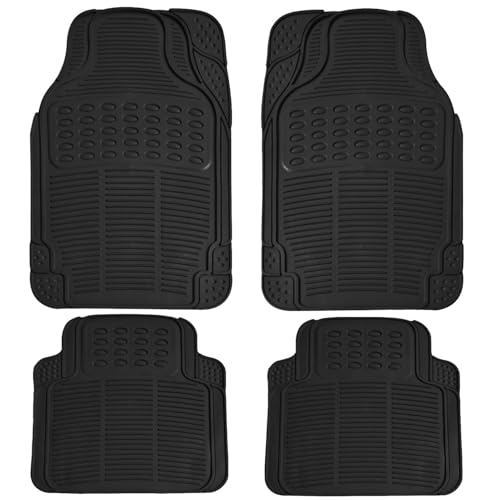 Goodpecker Mats Anti-Skid Rubber Car Floor Mat for All Cars Universal Size All-Weather Protection Heavy Duty Car Foot Mats with Anti Tear Technology Automotive Floor Mats, Set of 4 Pieces, Black
