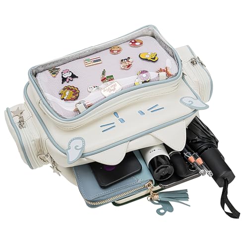 Kawaii Ita Bag Crossbody Bag Cute White Cat Backpack Girls Shoulder Bags Pin Display with Insert