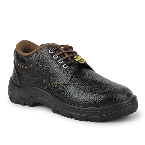 RED Pigeon Men's Black Genuine Leather Safety Shoes with Steel To...