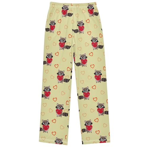 Boy's Pants Raccoon Lemur Heart Jogger Pants Elastic Waist Long Bottoms Trousers with Pockets 6-14 Years