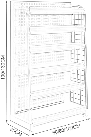 Adjustable 5-Tier Snack Display Rack - Supermarket Shelf Organizer for Candy, Chips, Fruits & Veggies Storage - Large Pantry Holder (White, 39.37"x11.81"x31.50")