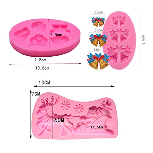 3 Pcs Mini Christmas Santa Claus Sled Deer Snow Hat Gloves Boots Bell Silicone Mold For Diy Chocolate Candy Fondant Cake Decor Wax Crayon Melt Plaster Resin #TOP1