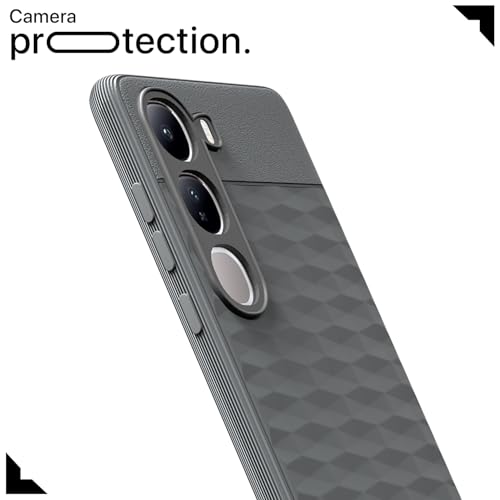 Image of Pikkme Back Cover for Vivo Y300 5G Camera Protection 3D Hexa Cube Design Silicone Protective Bumper Case (Grey)
