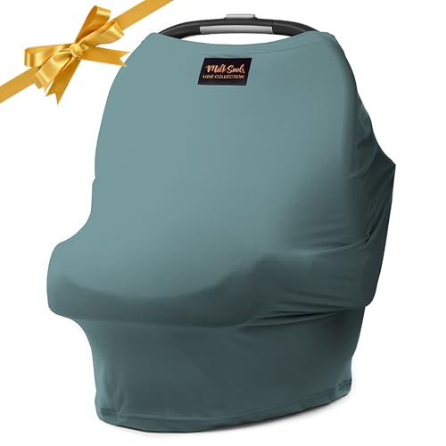 Image of Milk Snob Original 5-in-1 Luxe Cover in Jade - Added Privacy for Breastfeeding, Baby Car Seat, Carrier, Stroller, High Chair, Shopping Cart, Lounger Canopy, Newborn Essentials, Nursing Top