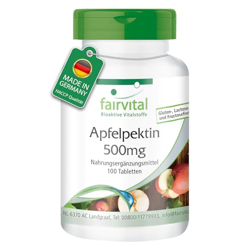 Fairvital | Pectina de Manzana 500mg - VEGANA - Contiene Calcio y Vitamina C - 100 Comprimidos - Calidad Alemana