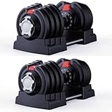 Perpetual® Mancuernas Ajustable (Set 2) - Ajuste Rápido - De 1.5kg a 18kg - Se Vende en Unidades - Pesas Regulables para el Entrenamiento de Fuerza en Casa - Fitness y Musculación para Hombre y Mujer