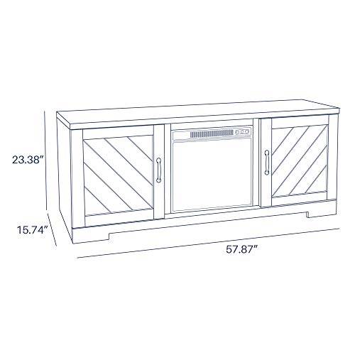 image for BELLEZE Hilo 58 Inch Fireplace TV Stand Console with Remote Control fo
