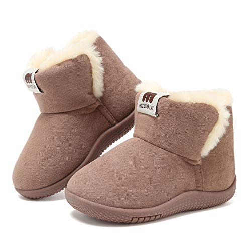 KEESKY Boy Rubber Boots Toddler Size 9 M Fur Lined Winter Warm Kids Shoes MX005N Chestnut
