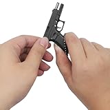 JQTCOL Mini Gun Keychain Pendant Tiny Pistol Shape Collection Model Key Chain Novelty Cool Ornament Xmas Gifts For Man (17-BlacK)